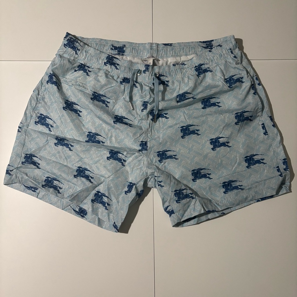 Burberry Light Blue Patterned Swim Trunks
